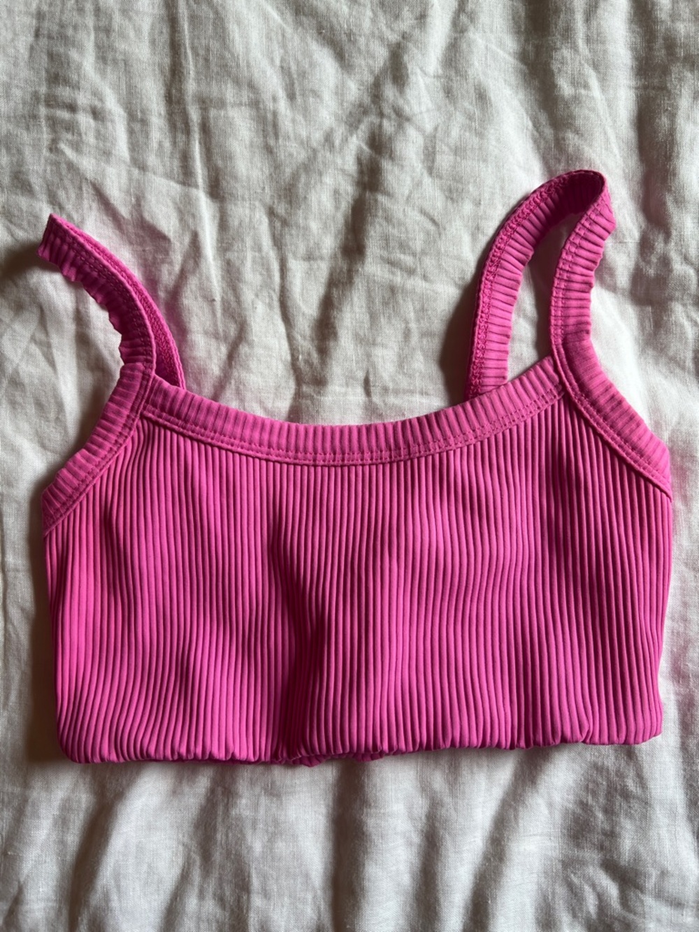 Year of Ours Pink Elastic-Trim Cropped Tank
